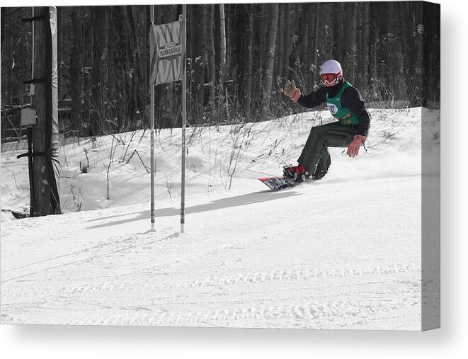 Snowboard Racer Canvas Print featuring the photograph Snowboard Racer by Pat Moore