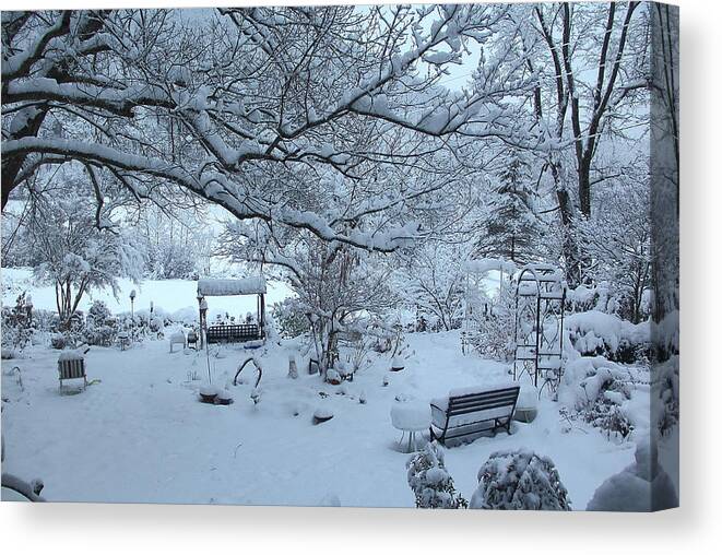 Snow Canvas Print featuring the photograph Snowplosion by Allen Nice-Webb