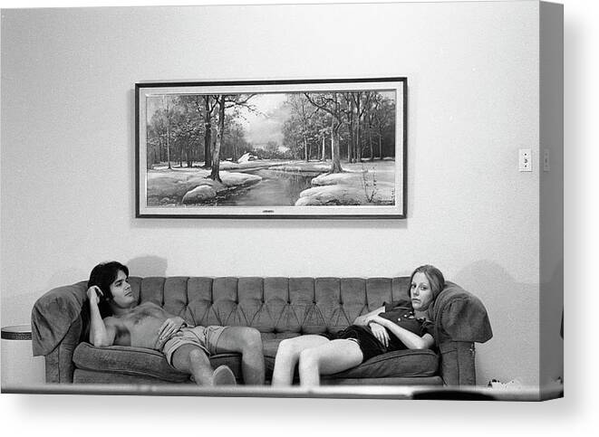 Sofa Art Canvas Print featuring the photograph Sofa-Sized Picture, With Light Switch, 1973 by Jeremy Butler