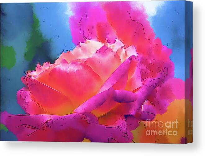 Rose Canvas Print featuring the digital art Soft Rose Bloom In Red and Purple by Kirt Tisdale