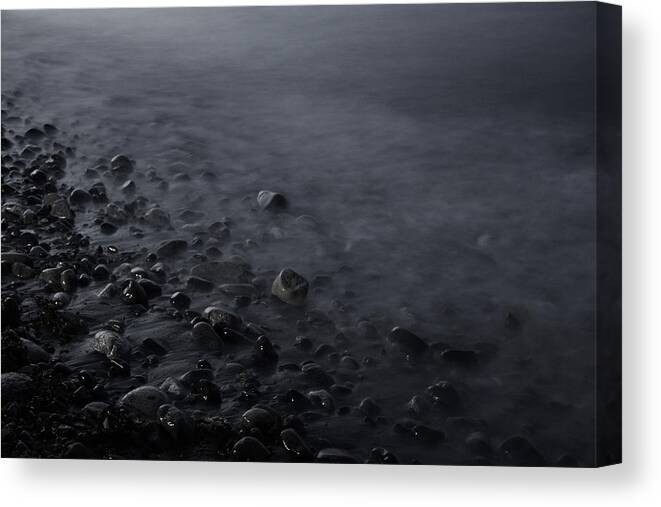 B&w Canvas Print featuring the photograph Soft Stones At Night by Kreddible Trout