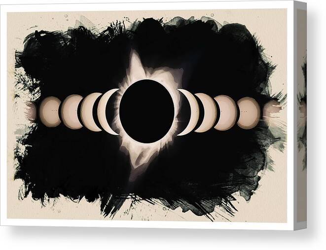 Sun Canvas Print featuring the painting Solar Eclipse Phases 2 by Celestial Images