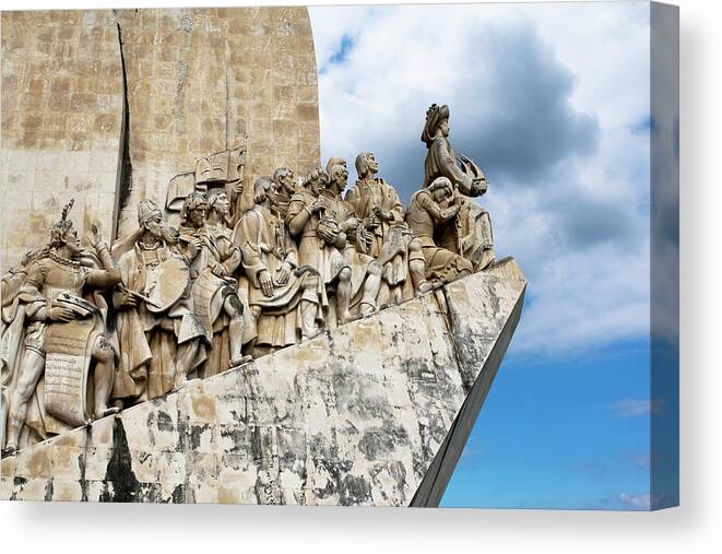 Lisbon Canvas Print featuring the photograph Explorers of the Discoveries Monument by Lorraine Devon Wilke
