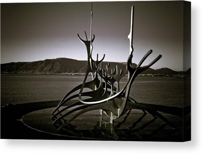 Iceland Canvas Print featuring the photograph Solfar - Sun Voyager by Anthony Doudt