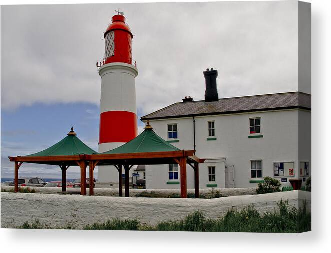 Lighthouse Canvas Print featuring the photograph Souter from Marsden. by Elena Perelman