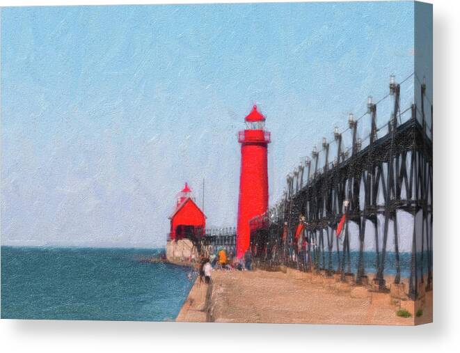 Michigan Canvas Print featuring the photograph South Pier of Grand Haven by Tom Mc Nemar