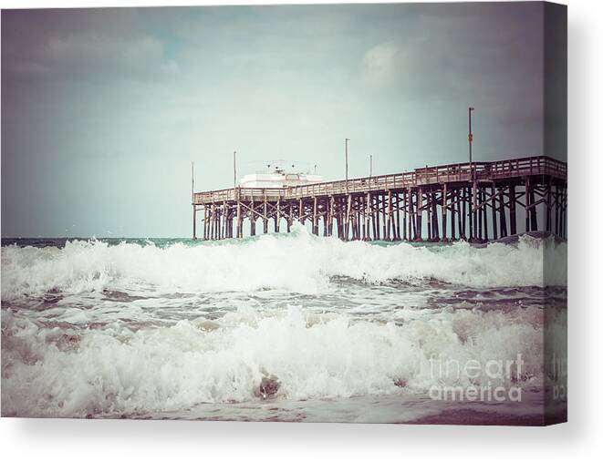 1950s Canvas Print featuring the photograph Southern California Pier Vintage 1950s Picture by Paul Velgos