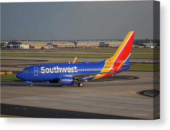 Reid Callaway Southwest Jet Images Canvas Print featuring the photograph Southwest Airlines Jet N927NW Hartsfield Jackson Atlanta International Airport Art by Reid Callaway