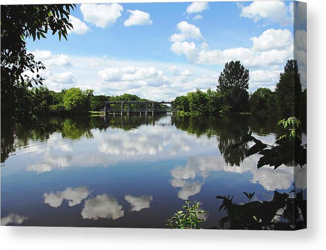 Guelph Canvas Print featuring the photograph Speed River Dam by Debbie Oppermann