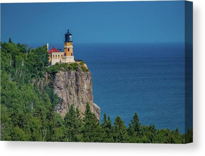 Lake Superior Canvas Print featuring the photograph Split Rock Lighthouse View by Gary McCormick