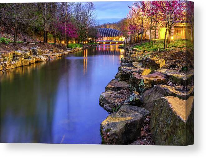 Crystal Bridges Museum Canvas Print featuring the photograph Spring Reflections at Crystal Bridges - Northwest Arkansas by Gregory Ballos