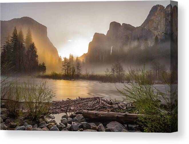 Amazing Canvas Print featuring the photograph Spring Sunrise Valley View Yosemite National Park by Scott McGuire