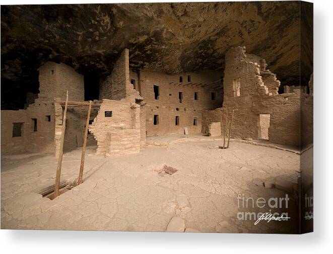 Spruce Tree House Canvas Print featuring the photograph Spruce Tree House by Bon and Jim Fillpot