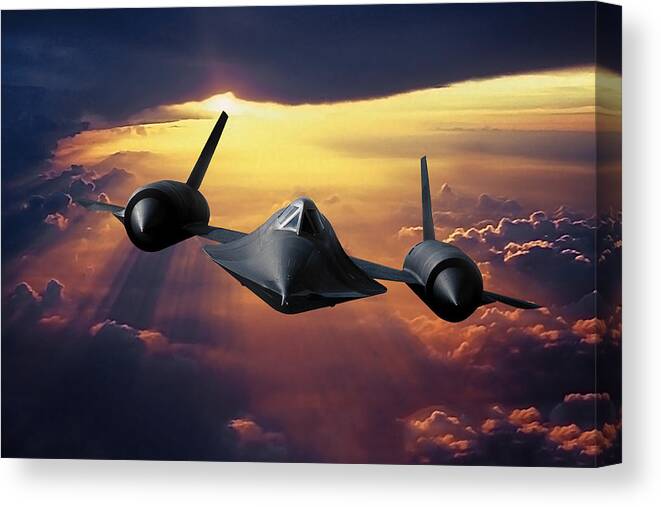 U.s. Air Force Sr-71 Blackbird Canvas Print featuring the digital art SR-71 Blackbird Ahead of the Sun by Erik Simonsen