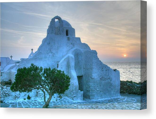 The Church Of St. Mary In Mykonos Greece Canvas Print featuring the photograph St Mary's by Greg Smith