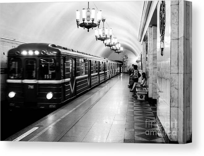 Russia Canvas Print featuring the photograph St Petersburg Russia Subway Station by Thomas Marchessault