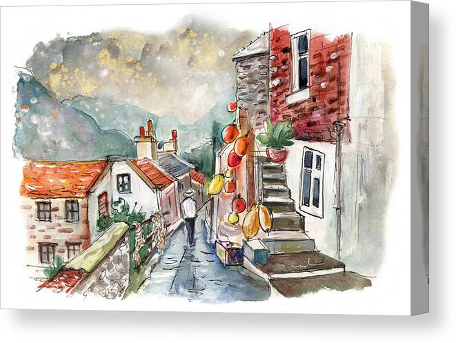 Travel Canvas Print featuring the painting Staithes 02 by Miki De Goodaboom