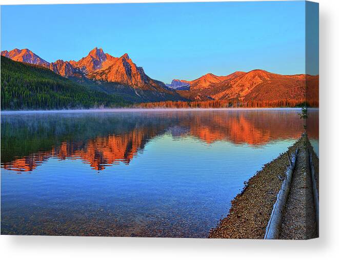 Stanley Lake Canvas Print featuring the photograph Stanley Lake by Greg Norrell