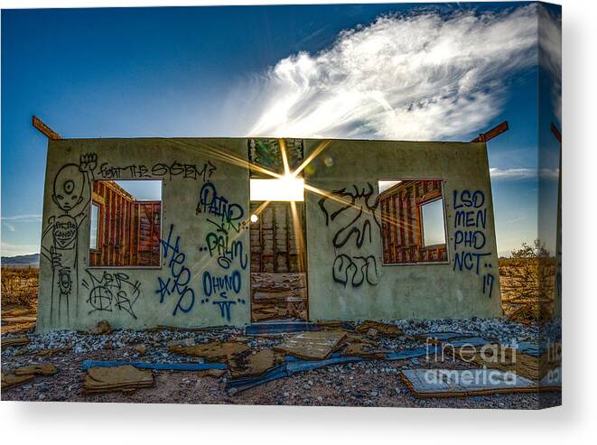 Homestead Cabin Canvas Print featuring the photograph Star in the Graffiti by Lisa Manifold