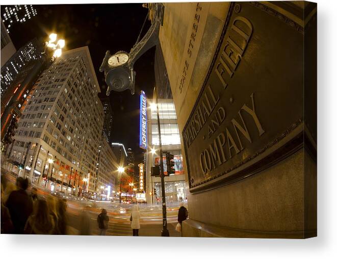Chicago Canvas Print featuring the photograph State Street night scene by Sven Brogren