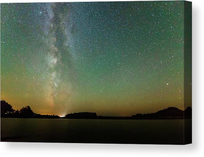 Outdoor Canvas Print featuring the digital art Steamboat Rock from Jones Bay Campground by Michael Lee