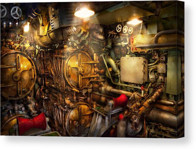 Steampunk Canvas Print featuring the photograph Steampunk - Naval - The torpedo room by Mike Savad