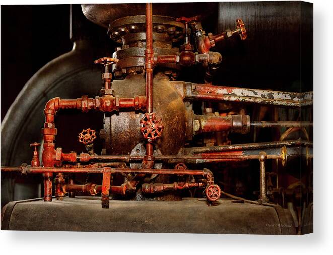 Steampunk Art Canvas Print featuring the photograph Steampunk - Pipe dreams by Mike Savad