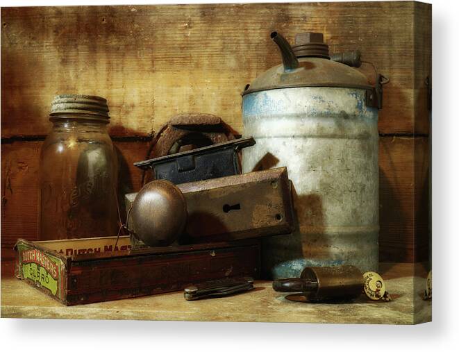 Kerosene Can Canvas Print featuring the photograph Still Life in the Barn by Scott Kingery