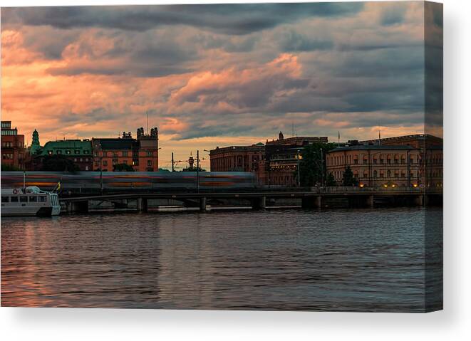 Train Canvas Print featuring the photograph Stockholm Commute by Nisah Cheatham