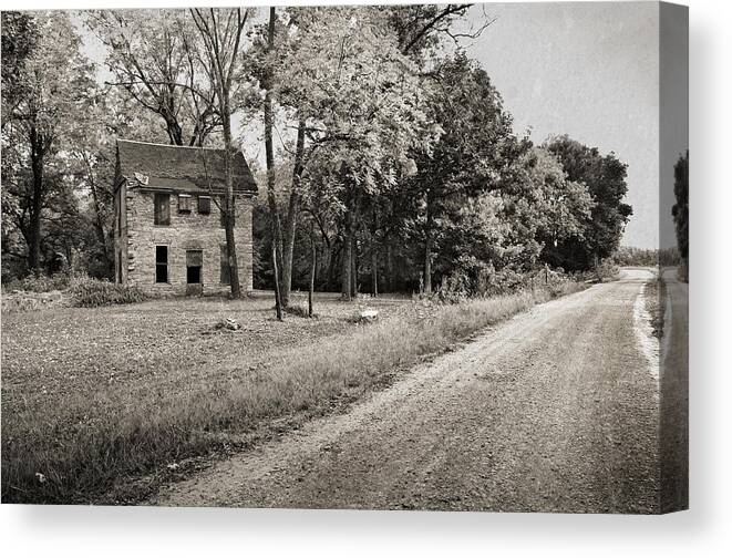 Stone Canvas Print featuring the photograph Stone House Road by Eric Benjamin