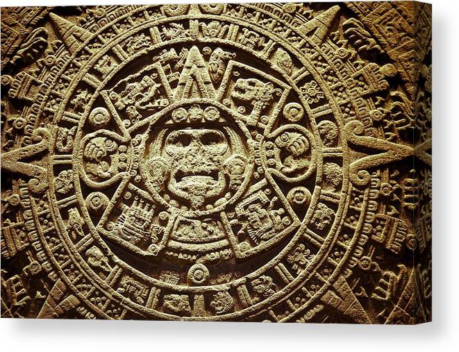 Aztec Art And Culture Canvas Print featuring the photograph Stone of the Sun by John Bartosik
