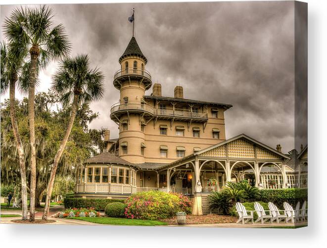 Jekyll Canvas Print featuring the photograph Storm Clouds Over Jekyll Island Club Hotel by Douglas Barnett
