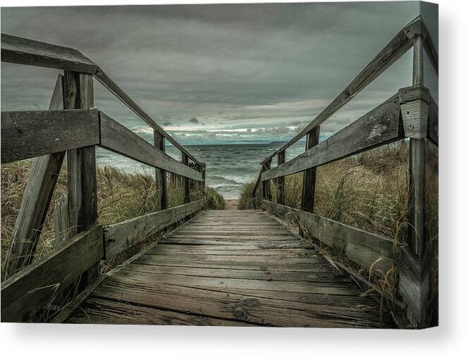 Pure Michigan Canvas Print featuring the photograph Storm Front on Lake Michigan by Owen Weber