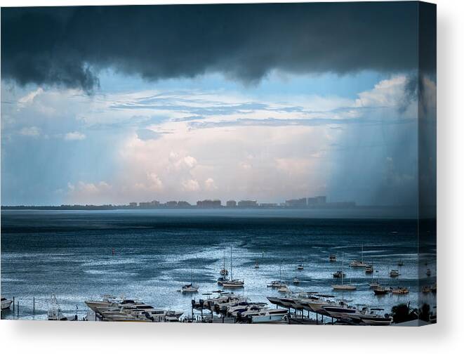 August 2014 Canvas Print featuring the photograph Storm on the Bay 2 by Frank Mari