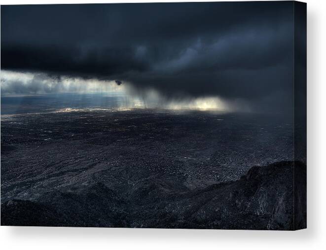 Landscape Canvas Print featuring the photograph Storm Over Alburquerque by Max Witjes