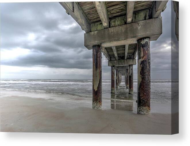 Pier Canvas Print featuring the photograph Storm Surge by Steve Parr