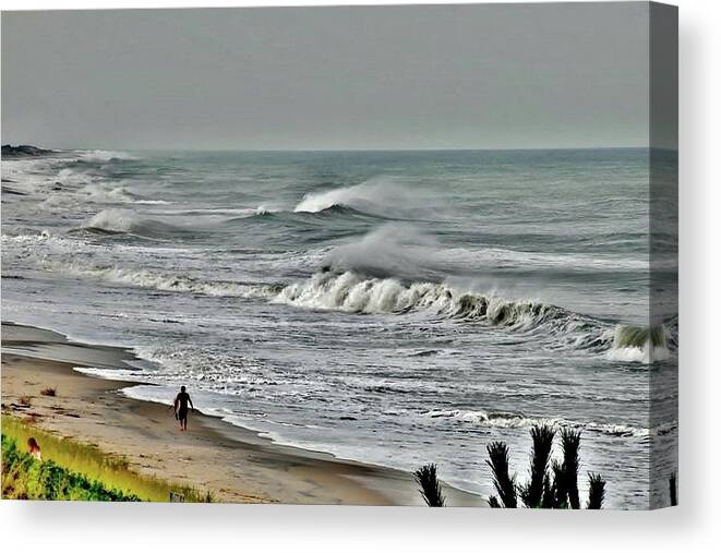 Surfing Canvas Print featuring the photograph Lone Surfer by Kim Bemis