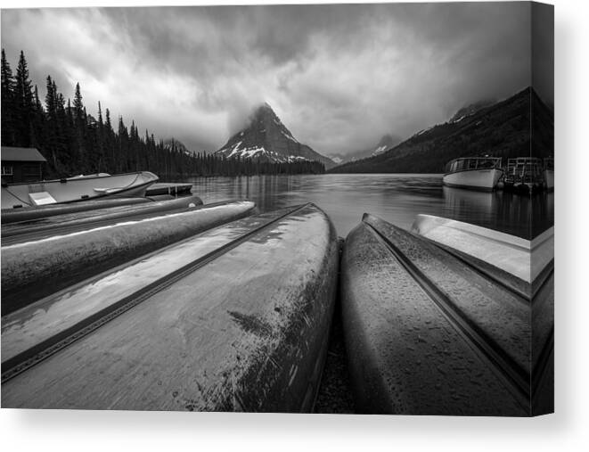 Glacier Canvas Print featuring the photograph Stormy Morning - Two Medicine Lake by Matt Hammerstein