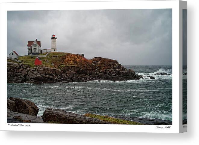 Architecture Canvas Print featuring the photograph Stormy Nubble by Richard Bean