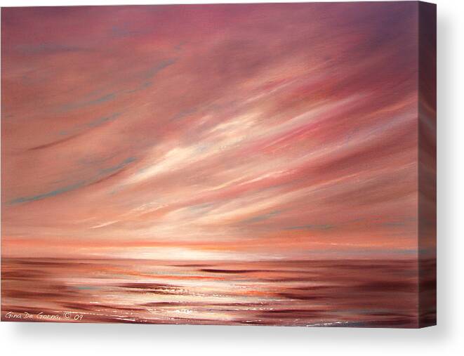 Sunset Canvas Print featuring the painting Strawberry Sky Sunset by Gina De Gorna