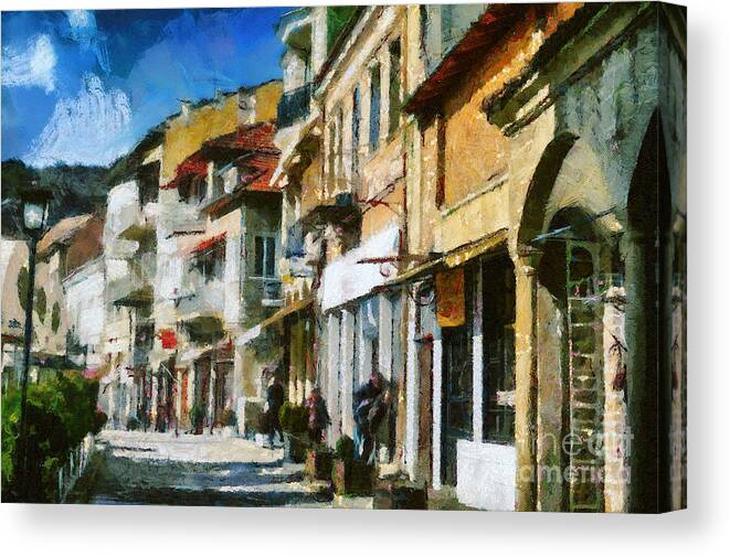 Painting Canvas Print featuring the painting Street in Veliko Tarnovo by Dimitar Hristov