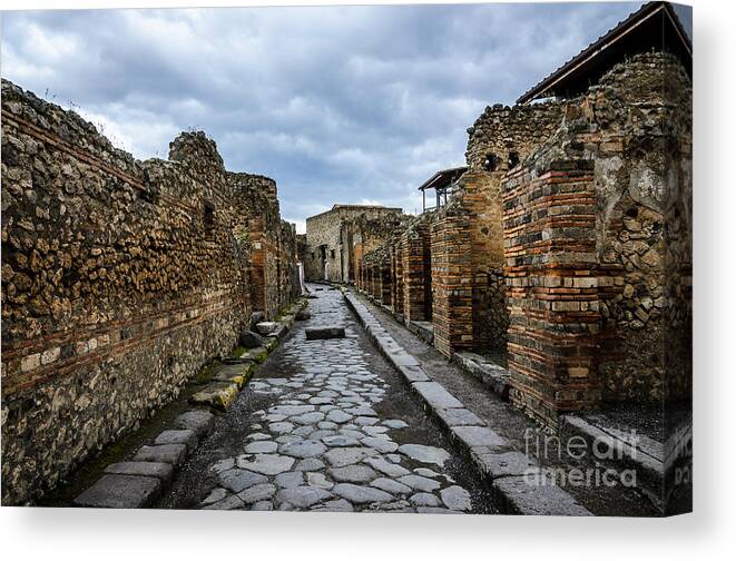 Ancient Canvas Print featuring the photograph Streets of Pompeii 2 by Debra Martz