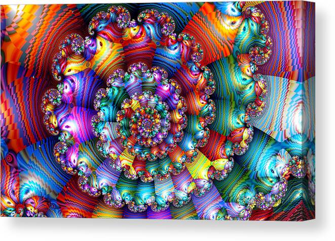 Abstract Canvas Print featuring the digital art Striated Rainbow Spiral by Peggi Wolfe