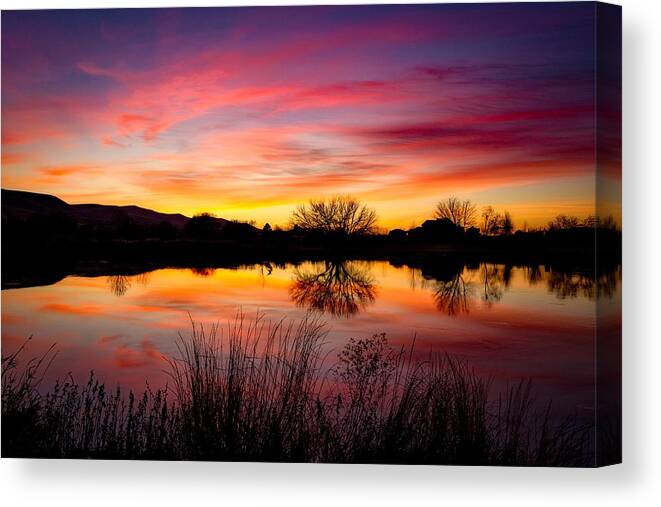 Stunning Pink Sunset Canvas Print featuring the photograph Stunning pink sunset by Lynn Hopwood