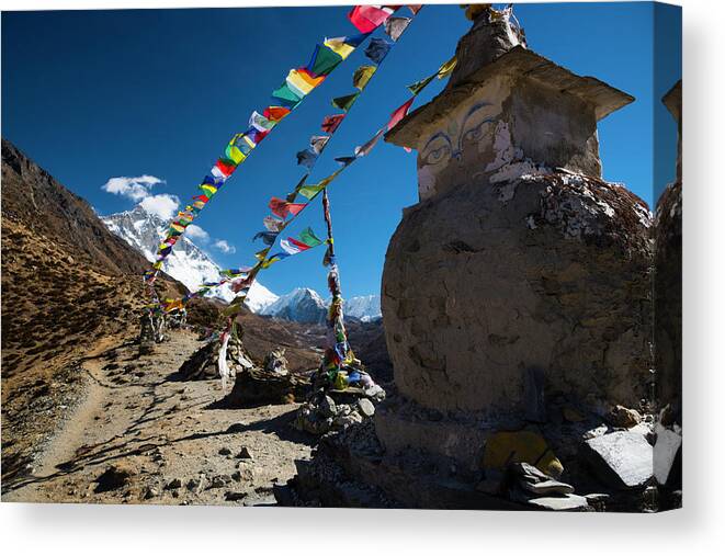 Nepal Canvas Print featuring the photograph Stupa on Nagarzung Hill by Owen Weber
