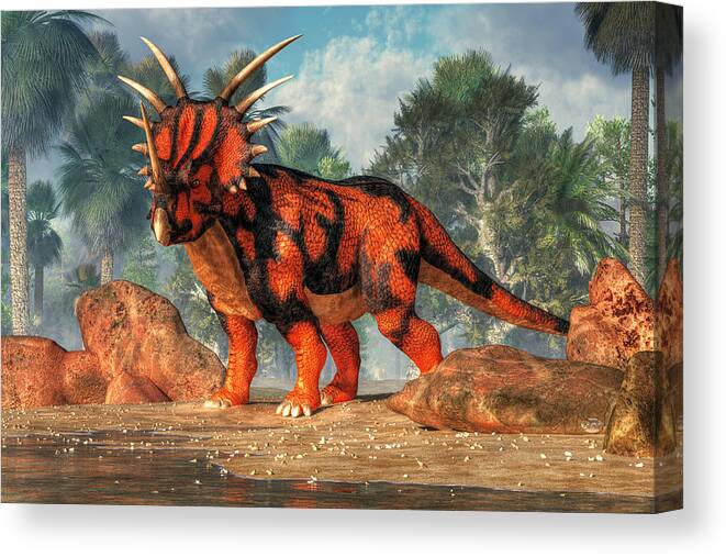 Styracosaurus Canvas Print featuring the digital art Styracosaurus by Daniel Eskridge