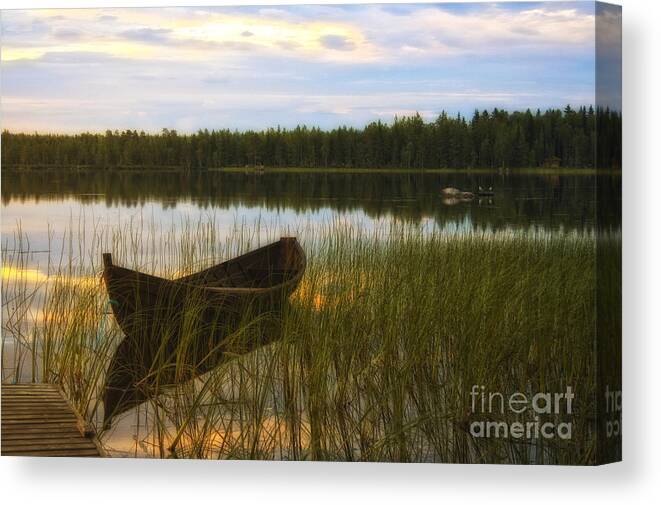 Art Canvas Print featuring the photograph Summer evening peace by Veikko Suikkanen