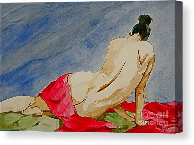 Nudes Red Cloth Canvas Print featuring the painting Summer morning 2 by Herschel Fall