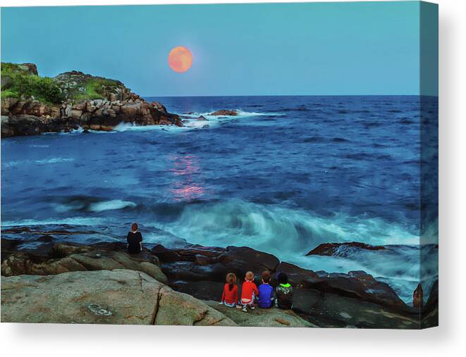 York Maine Canvas Print featuring the photograph Summer Solstice Strawberry Moon by Larry Richardson