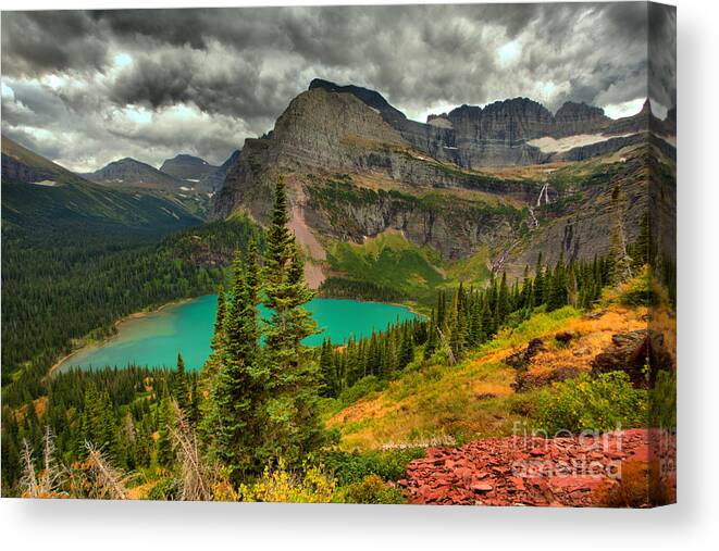 Grinnell Canvas Print featuring the photograph Summer Storms Over Grinnell Lake by Adam Jewell